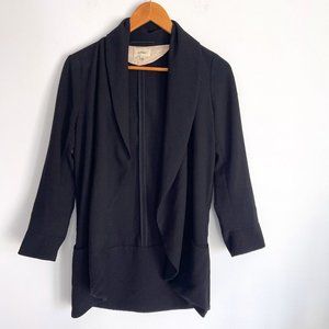 Wilfred Aritzia Chevalier Jacket Blazer Crepe Open Front 3/4 Sleeve Black Size 4